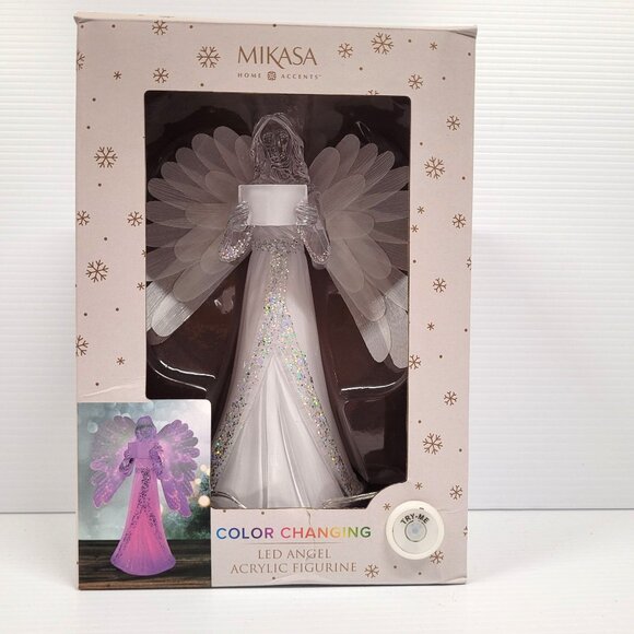 Mikasa Color Changing LED Angel Acrylic Figurine 8.5'' Battery Operated 6 Colors - Picture 1 of 6
